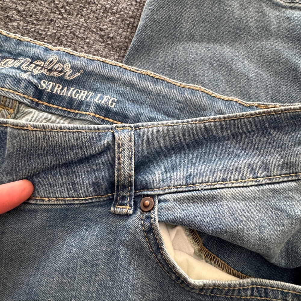 Wrangler Low Rise Straight Leg Jeans 13/14x34 Light Wash Western Stretch Denim - Picture 8 of 16